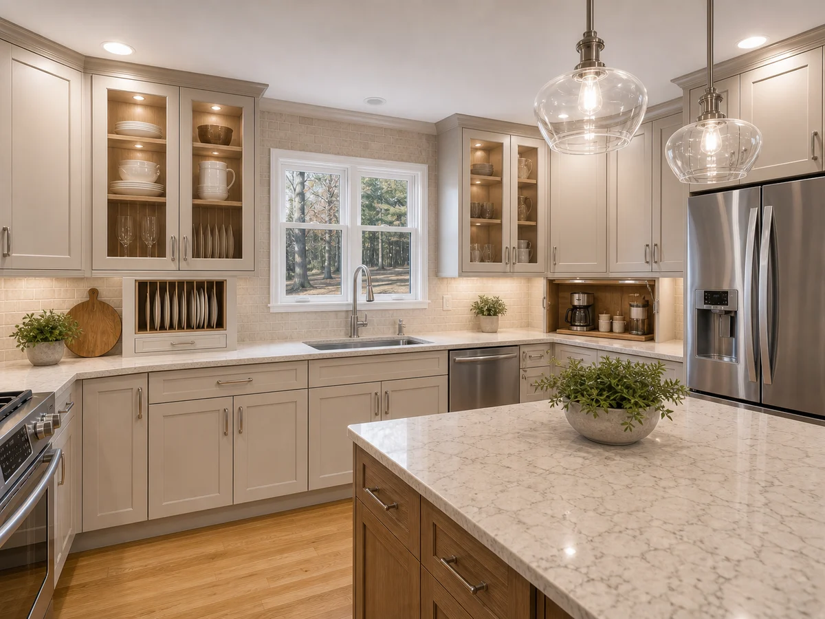 Bold kitchen makeover preview with stronger layout and finish changes based on the same original kitchen